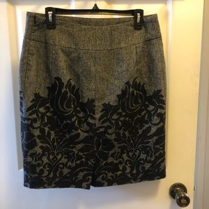 Herringbone & black pencil skirt